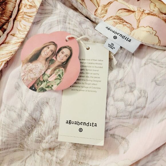 Agua Bendita for Target Blush Pink Faux Wrap Floral Ruffle Romper Size XL 3X NWT - Picture 7 of 9